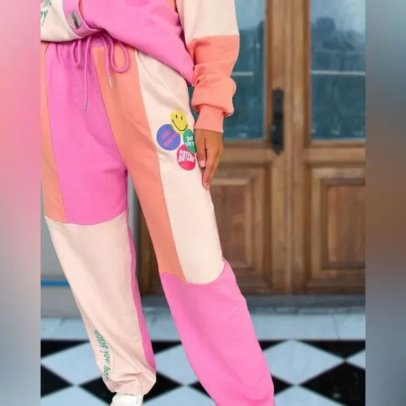 New Easel Good Day Color-block Patchwork Lounge Pant - Picture 3 of 10